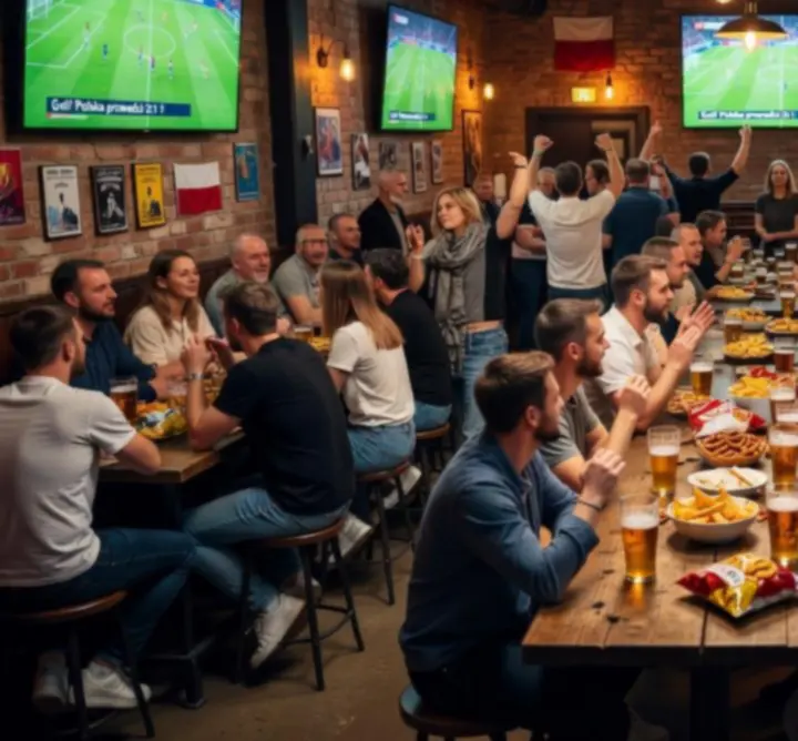 Bar DIGITAL ADVANTAGE STUDIOS LLC podczas wieczoru sportowego z gośćmi oglądającymi mecz na dużych ekranach.