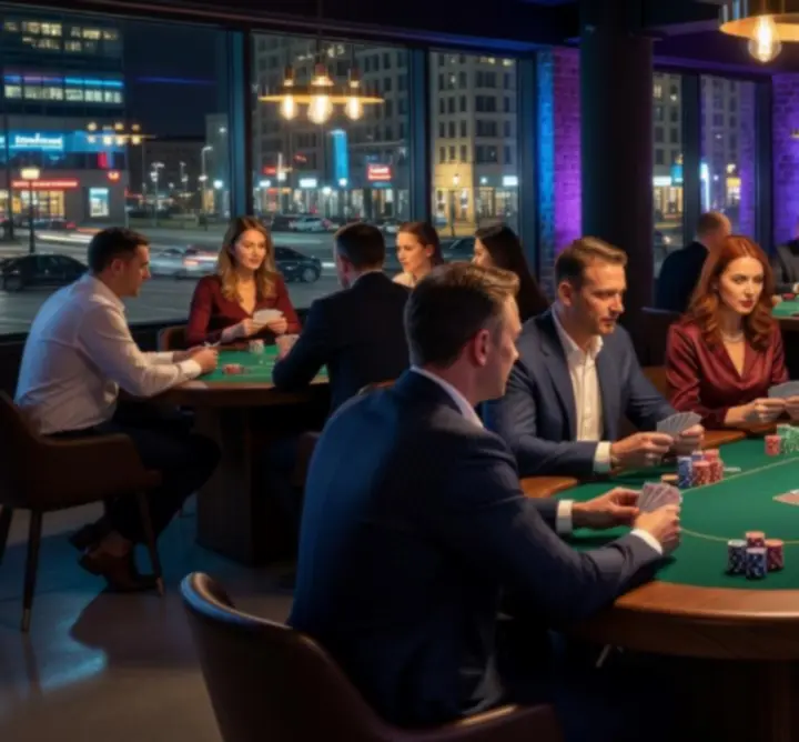 DIGITAL ADVANTAGE STUDIOS LLC Poker Lounge – stoliki pokerowe w nowoczesnym, klubowym wnętrzu